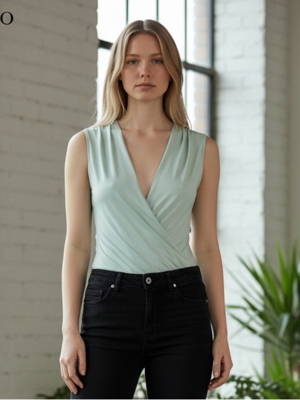 Marciano Pale Mint Sleeveless Wrap Daria Bodysuit